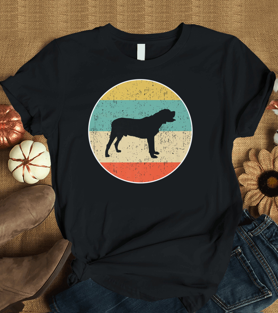 Mastiff Dog Retro Vintage Striped Circle T-Shirt
