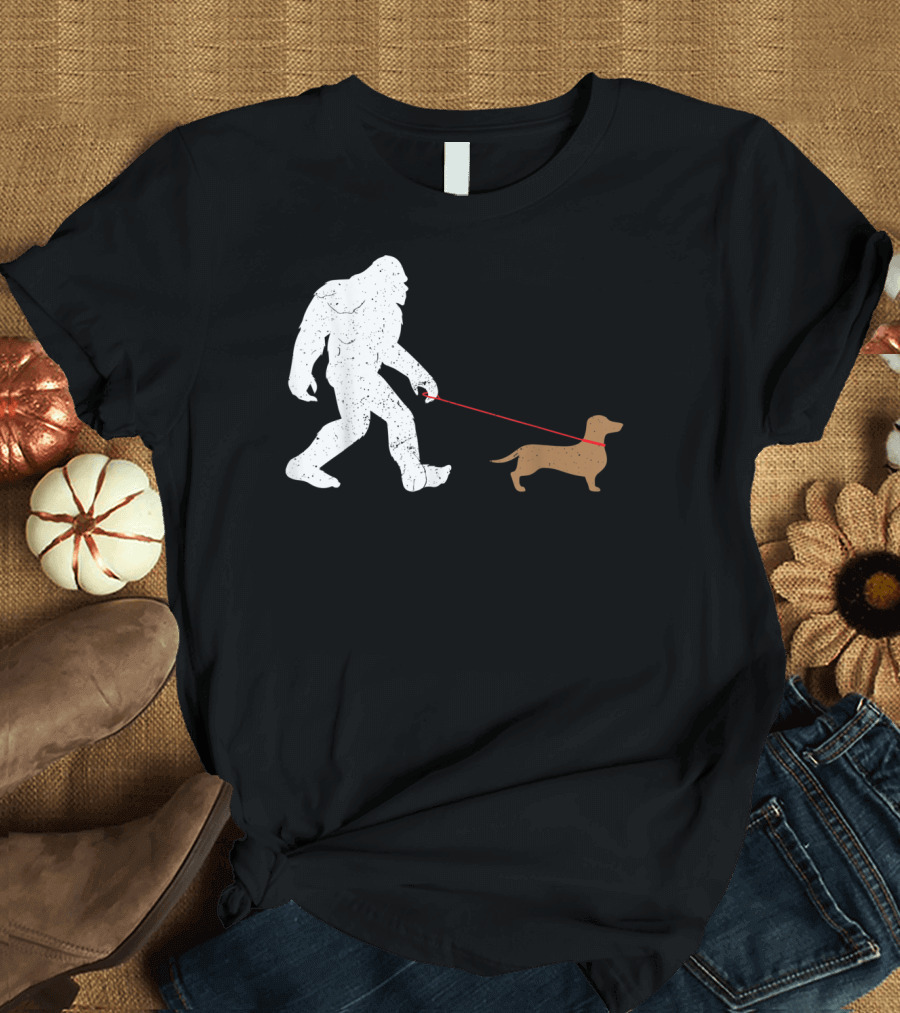 Bigfoot Walking Dachshund Funny Dog Owner Concept T-Shirt