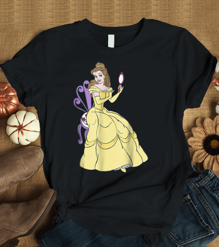 Beauty and the Beast Disney Belle Mirror Yellow Dress T-Shirt