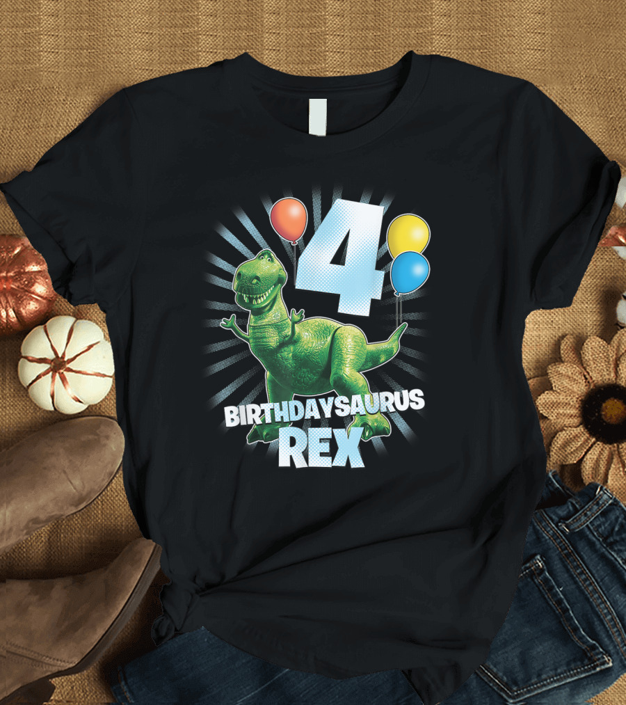 Disney Pixar Toy Story Birthdaysaurus Rex 4 Balloons Party T-Shirt
