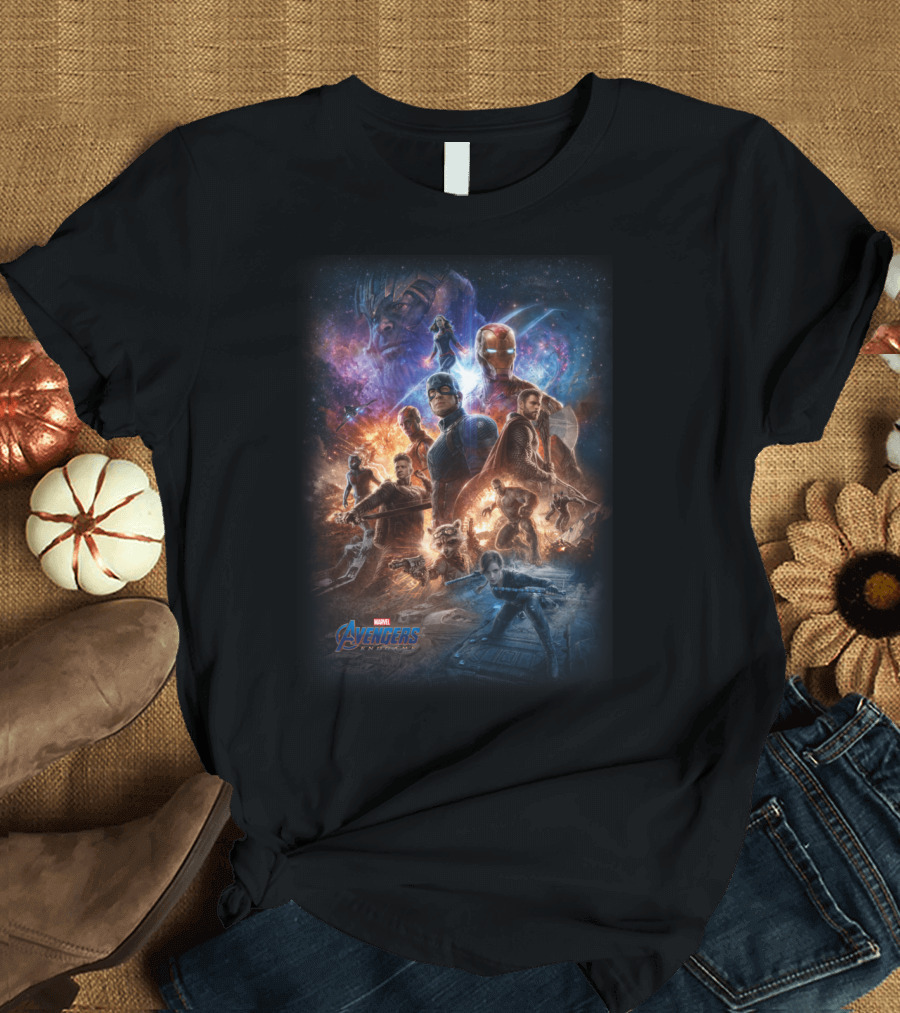Marvel Avengers Endgame Galaxy Movie Epic Characters and Cosmic Battle Scene T-Shirt