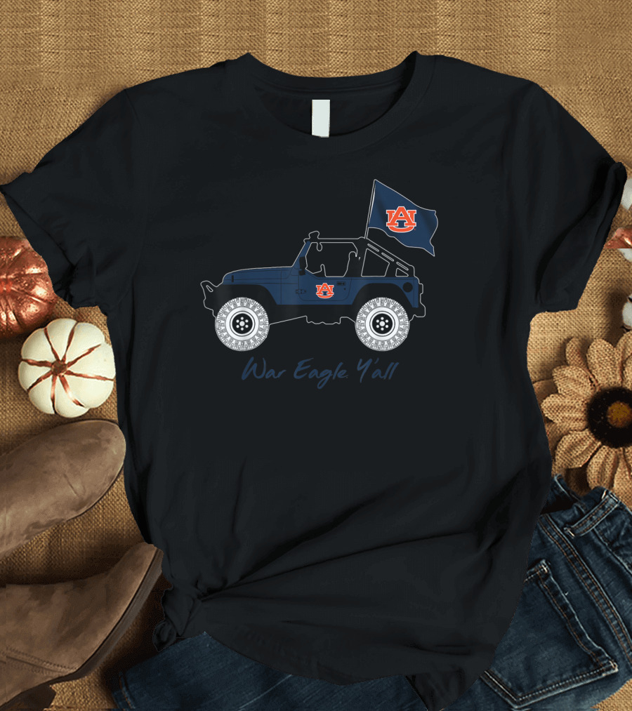 War Eagle Y'all Auburn Jeep Car Orange Flag T-Shirt