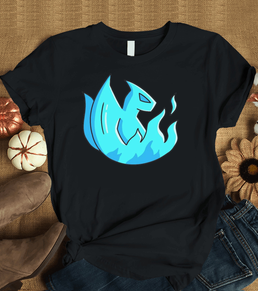 Blue Flame Dragon Fire Icon Fantasy Image T-Shirt