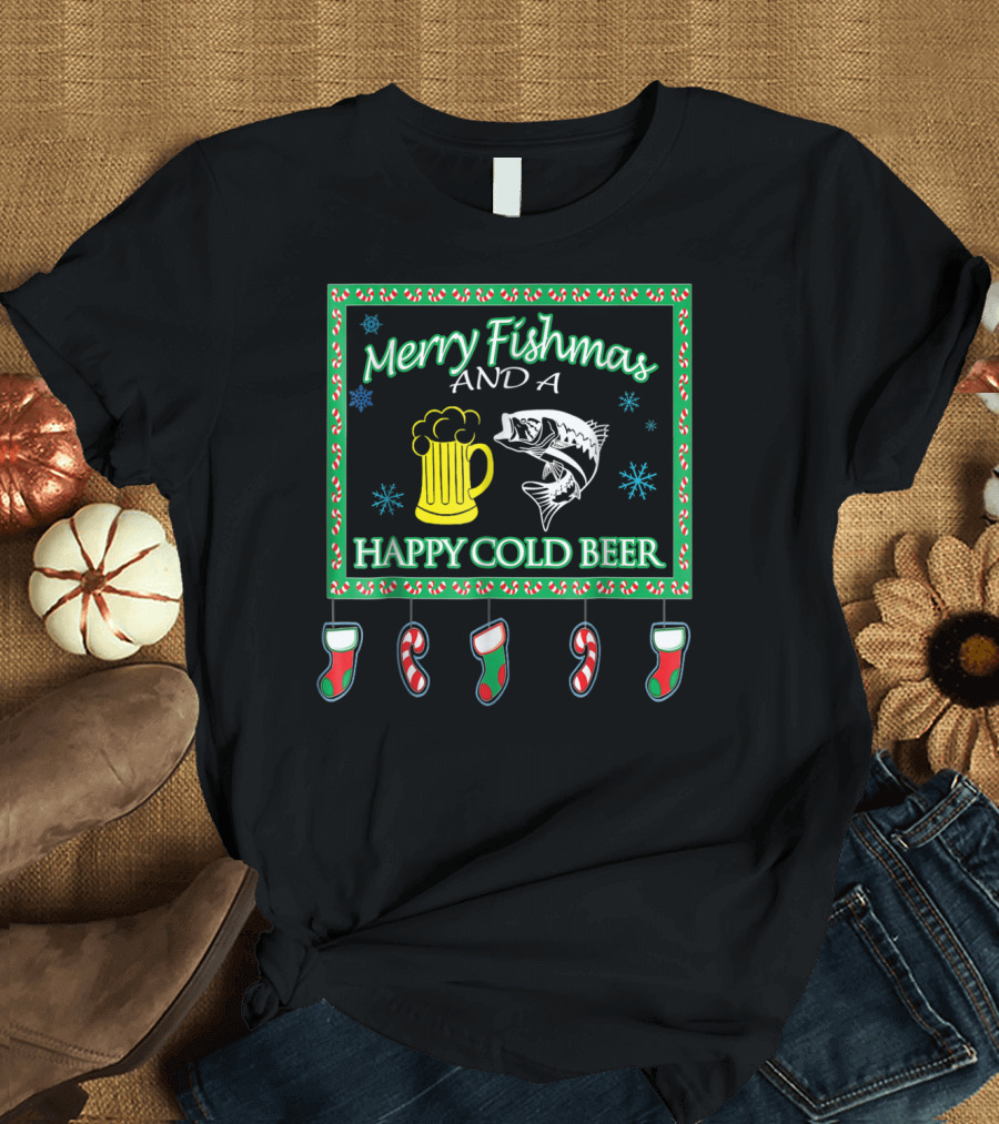 Merry Fishmas and a Happy Cold Beer T-Shirt
