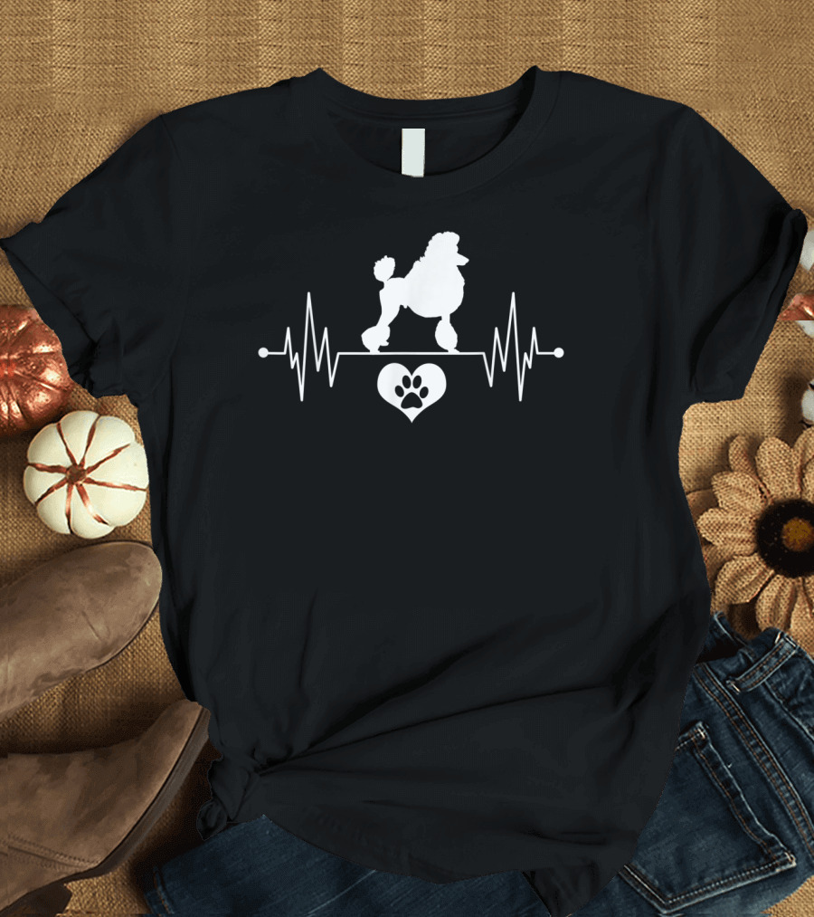 Heartbeat Poodle Paw Love T-Shirt