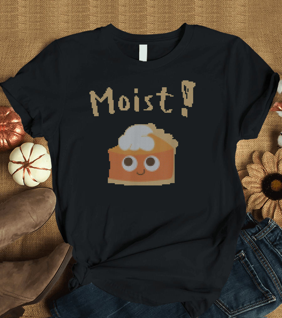 Moist Pumpkin Pie with Whipped Cream Cross-Stitch Look T-Shirt
