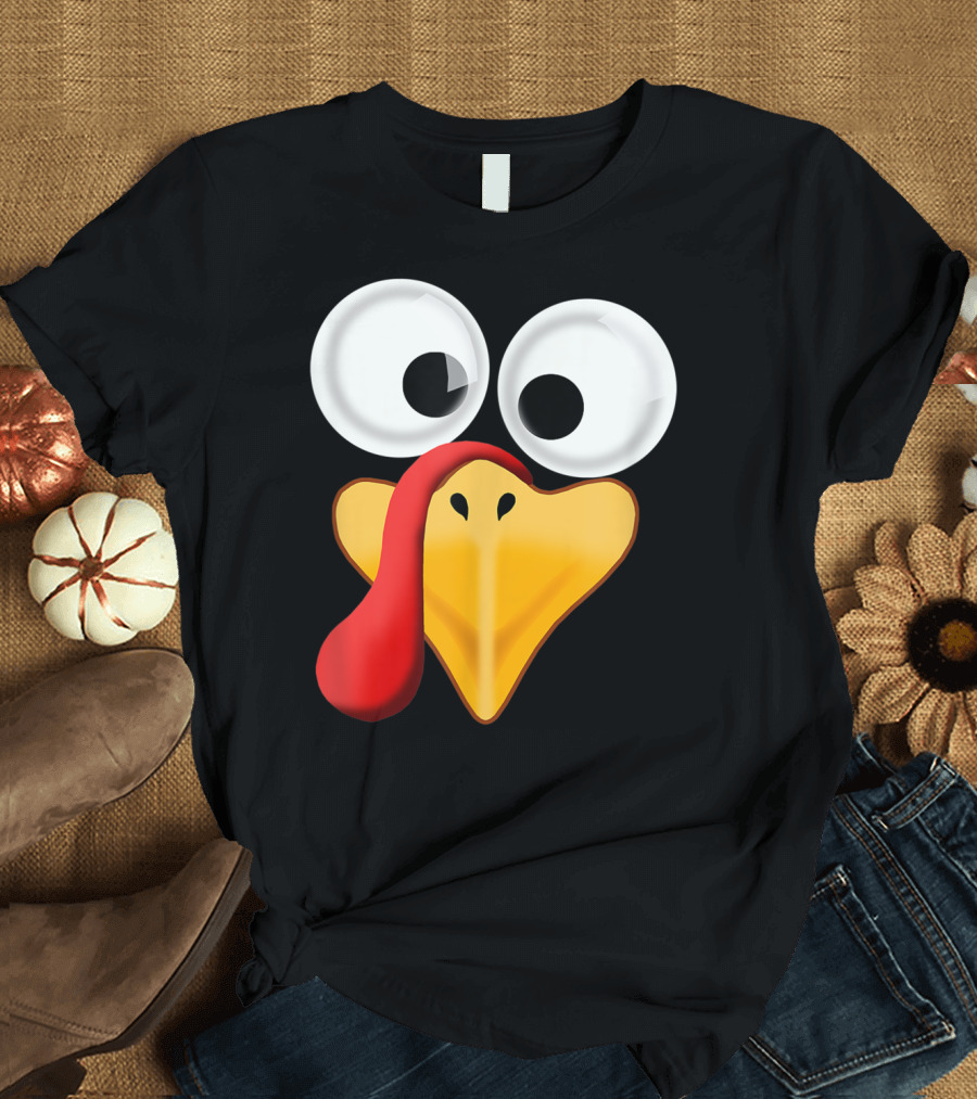 Thanksgiving Turkey Face Googly Eyes T-Shirt