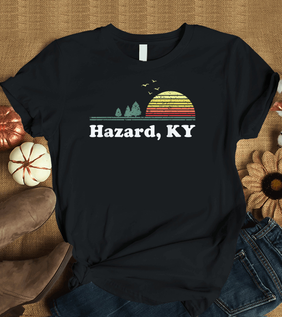Hazard KY Vintage Sunset Trees Birds T-Shirt