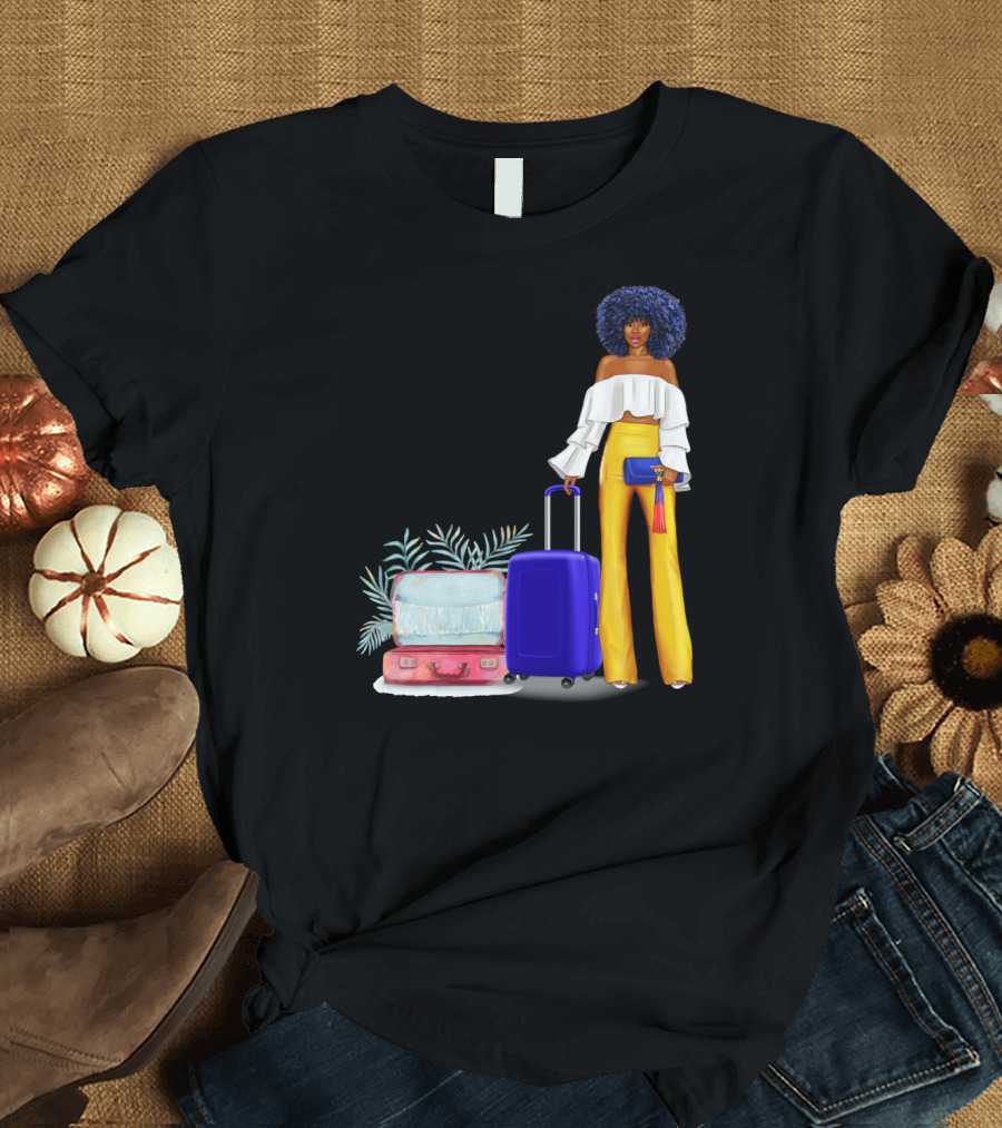 Catch Flights Not Feelings Black Woman Travel T-Shirt