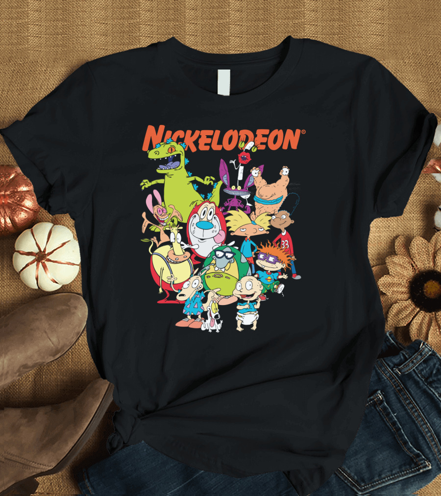 Classic 90s Nickelodeon Characters Featuring Rugrats Ren and Stimpy Hey Arnold and Rocko's Modern Life T-Shirt