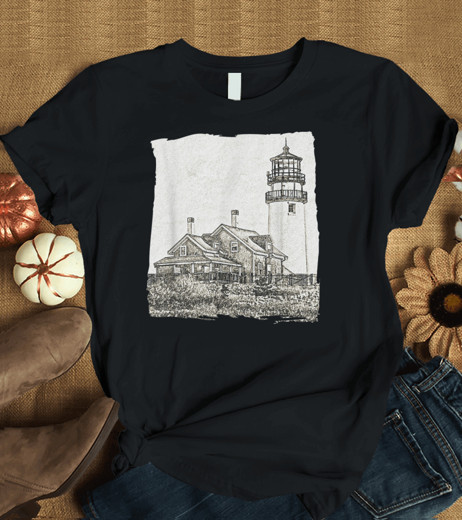 New England Lighthouse Vintage Sketch T-Shirt