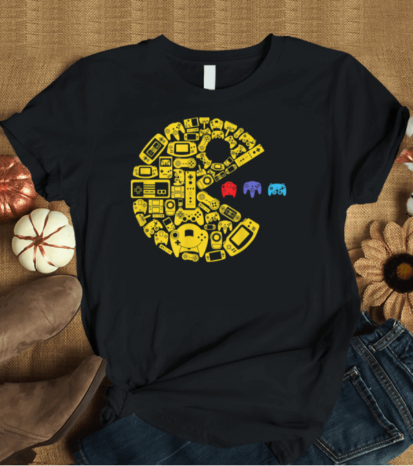 T-Shirt: Video Gamers Classic Vintage Controller Pac-Man Style Gaming T-Shirt Video Gamers Classic Vintage Controller Pac-Man Style Gaming T-Shirt