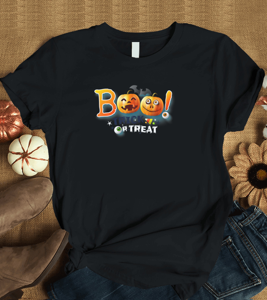 BOO Trick or Treat with Pumpkins and Candy Corn T-Shirt