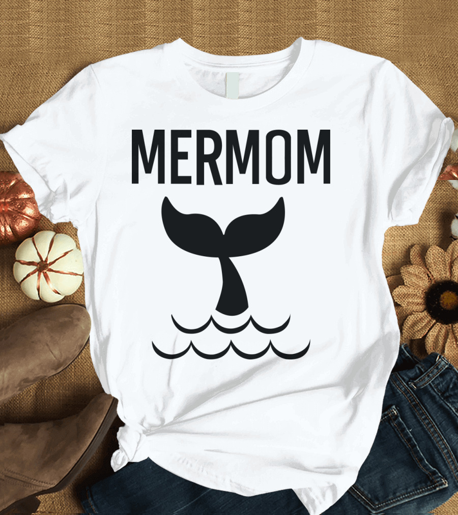 Mermom Whale Tail Ocean Waves T-Shirt
