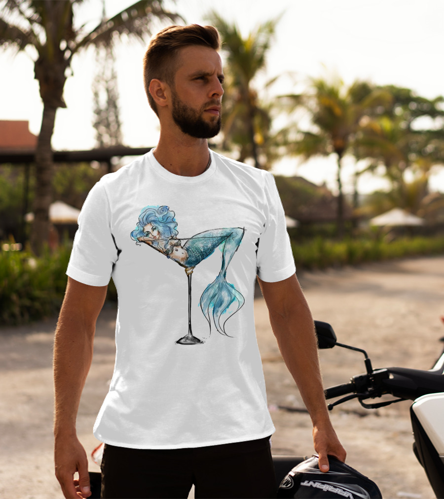 MERMAID RELAXING IN COCKTAIL GLASS T-Shirt