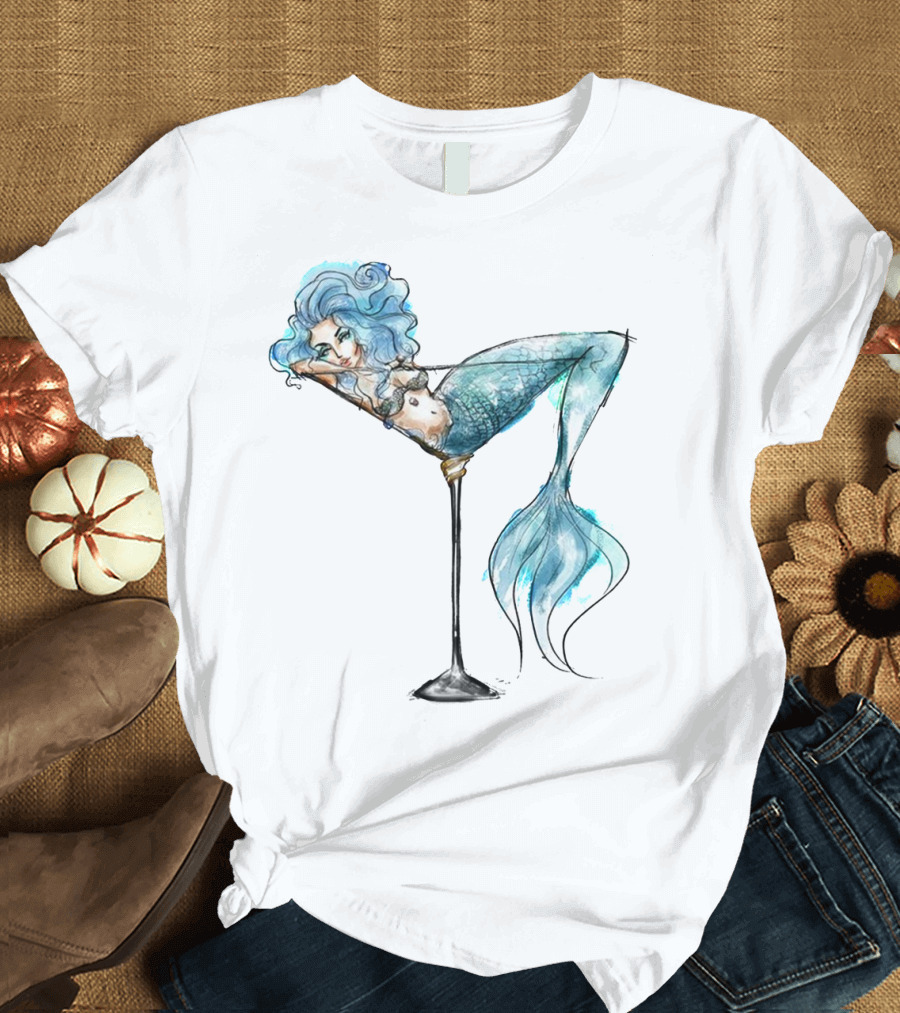 MERMAID RELAXING IN COCKTAIL GLASS T-Shirt