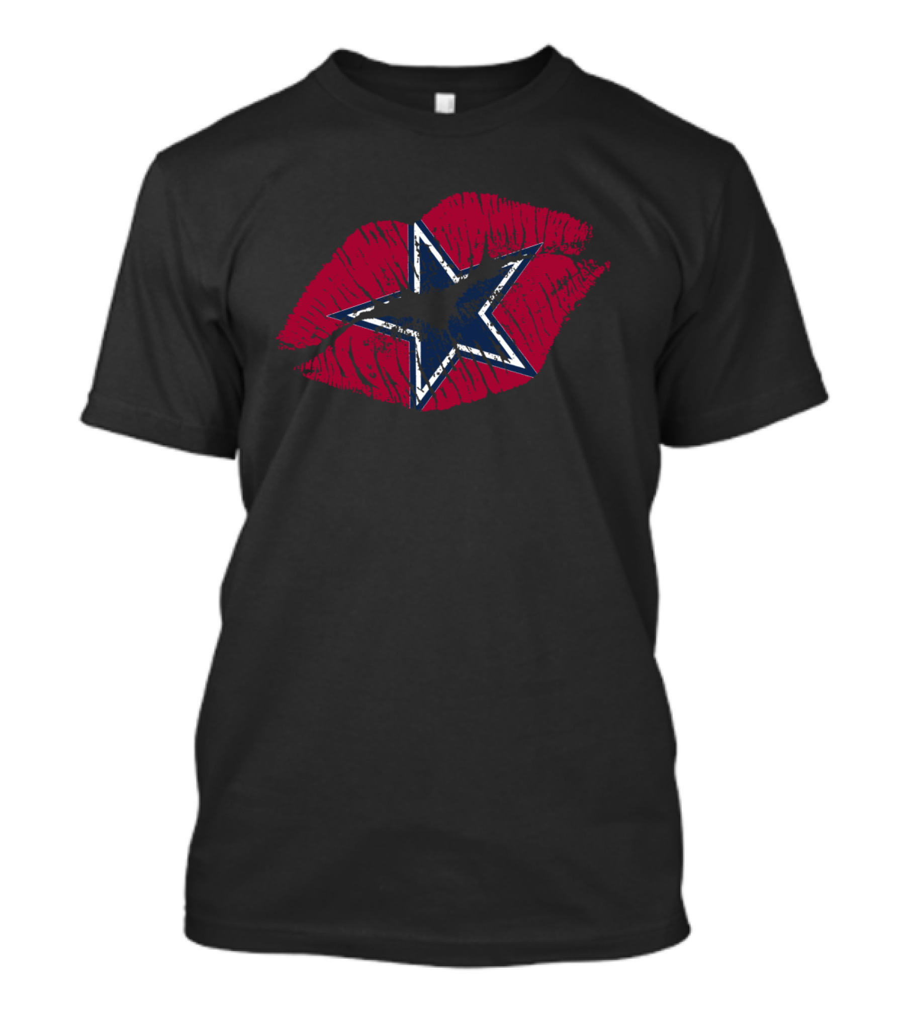 Dallas Cowboys Lips Star Background Black Red Blue T-Shirt