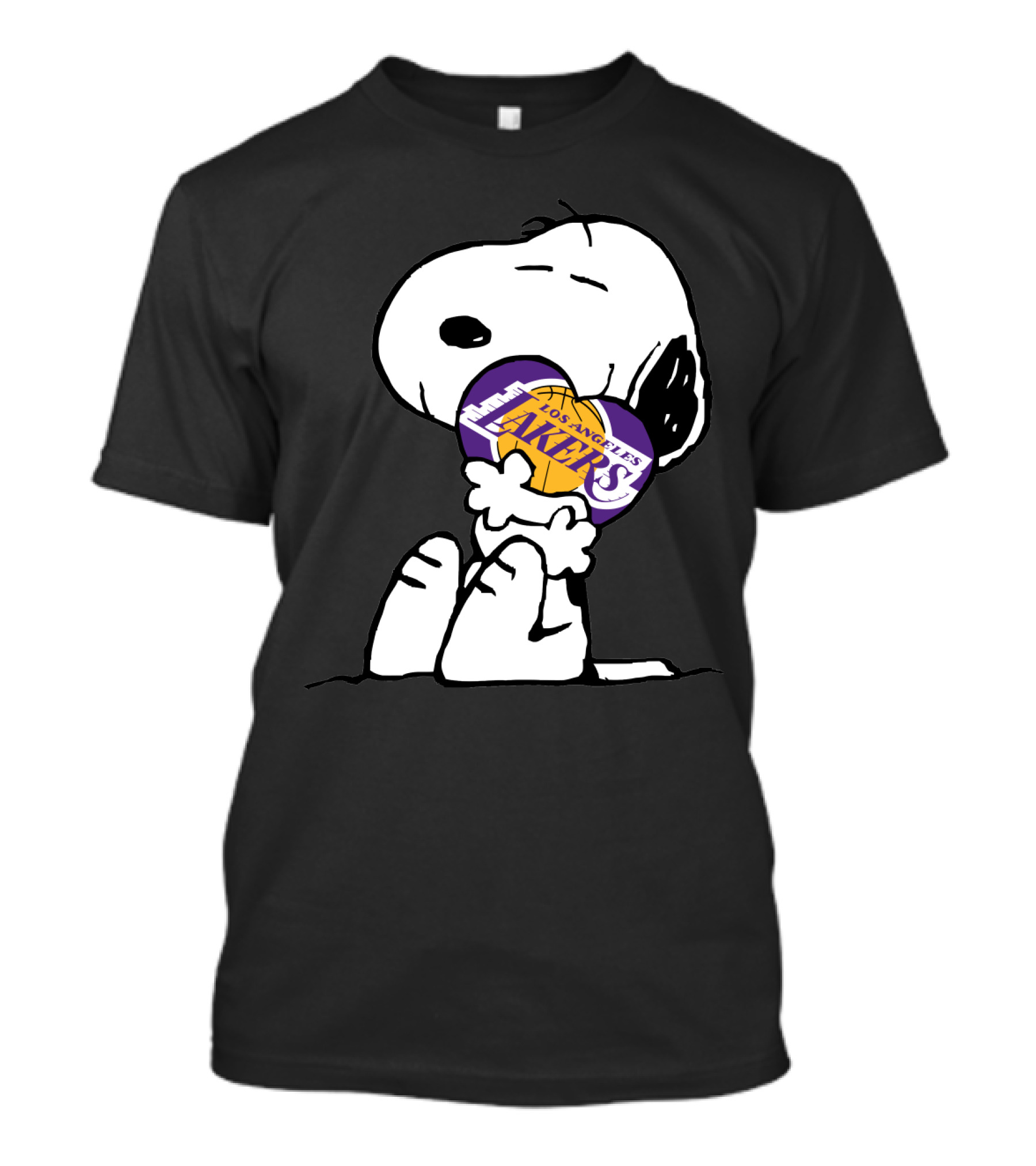 Snoopy Hugging Los Angeles Lakers Basketball T-Shirt