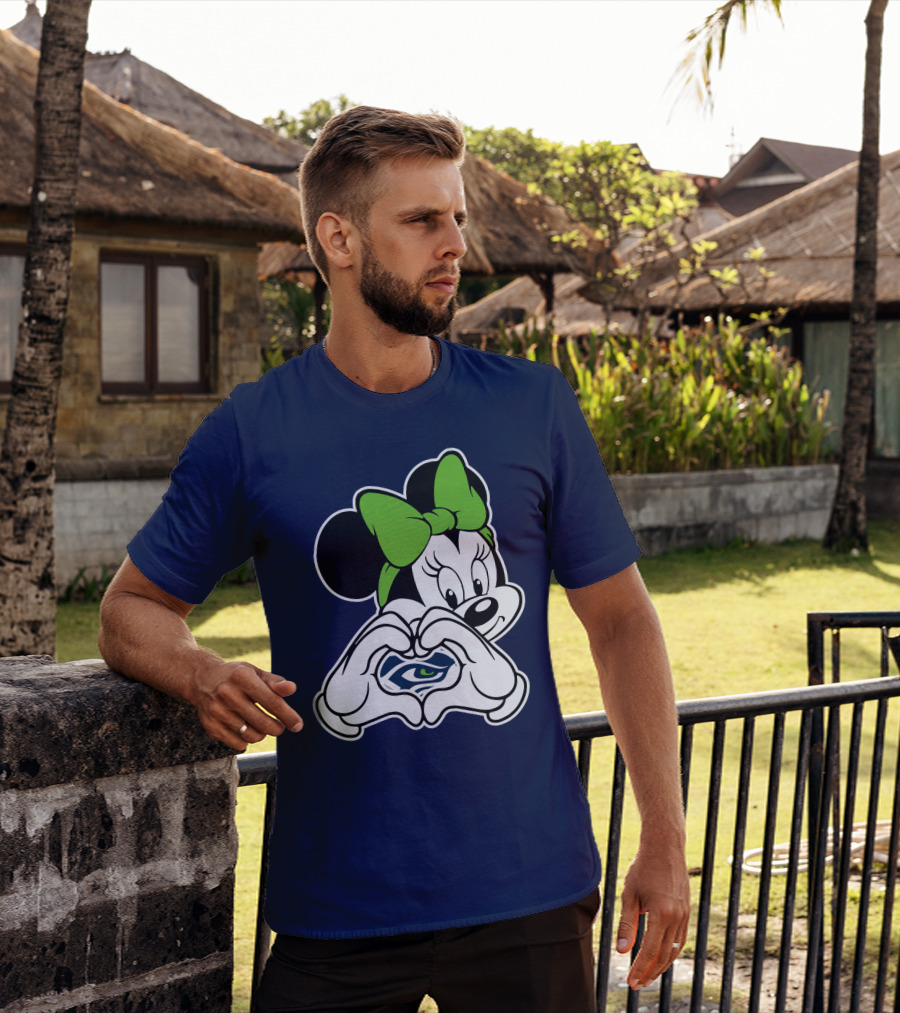 Minnie Mouse Heart Hands Seattle Seahawks T-Shirt