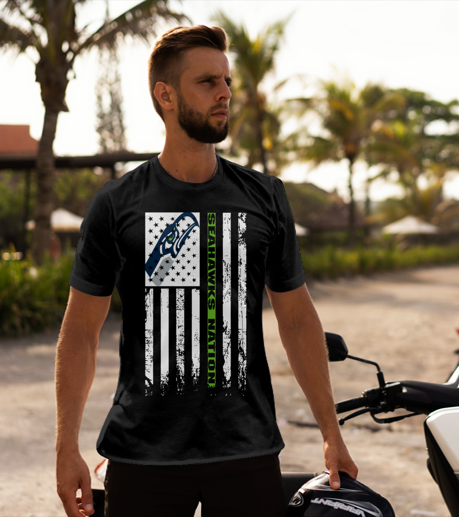 Seattle Seahawks Nation American Flag T-Shirt