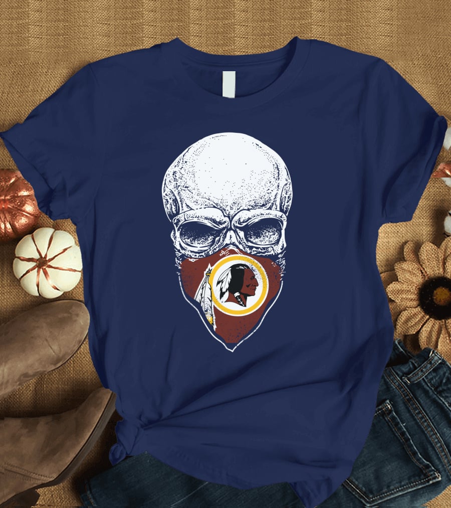 Skull With Washington Redskins Logo Bandana T-Shirt