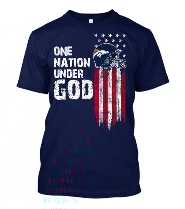 One Nation Under God Denver Broncos American Flag Helmet Stars Stripes T-Shirt