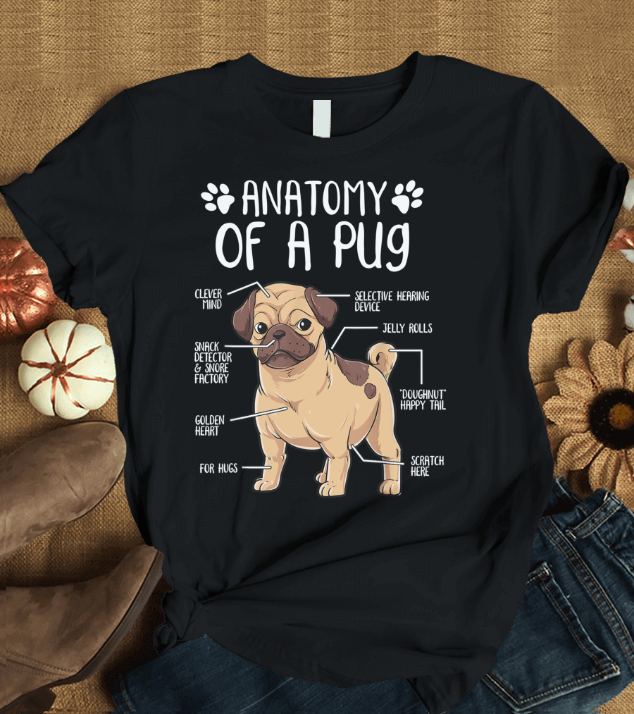 Anatomy Of A Pug Clever Mind Selective Hearing Device Jelly Rolls Snack Detector And Snore Factory Doughnut Happy Tail Golden Heart Scratch Here For H