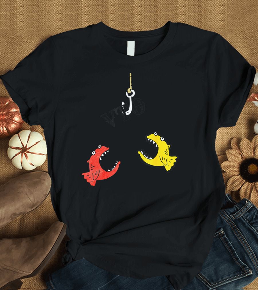 VTO Fishing Hook with Red and Yellow Fish T-Shirt