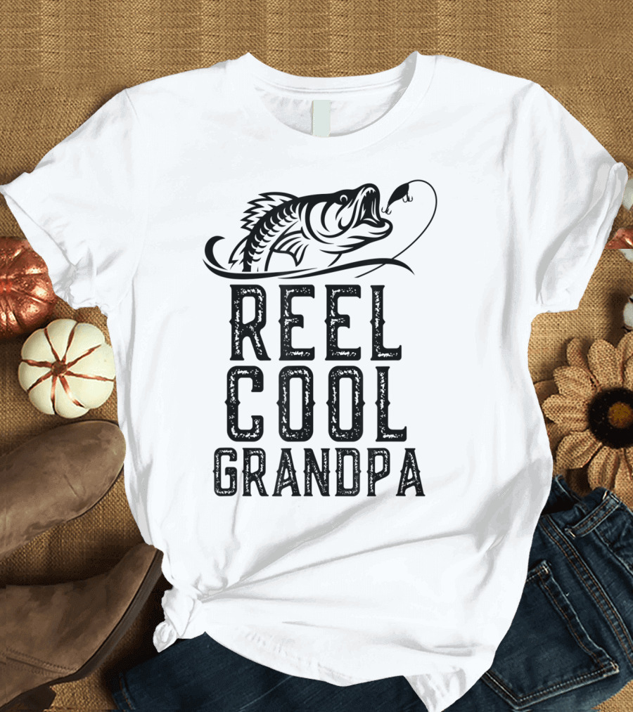 Reel Cool Grandpa Fishing Hook Bass T-Shirt