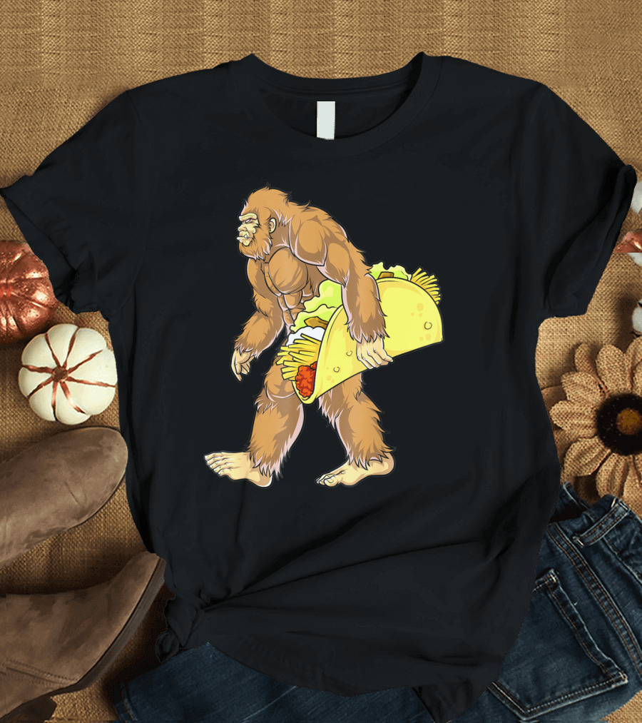 Bigfoot Carrying Taco Cinco de Mayo Sasquatch Boys Fun Novelty T-Shirt