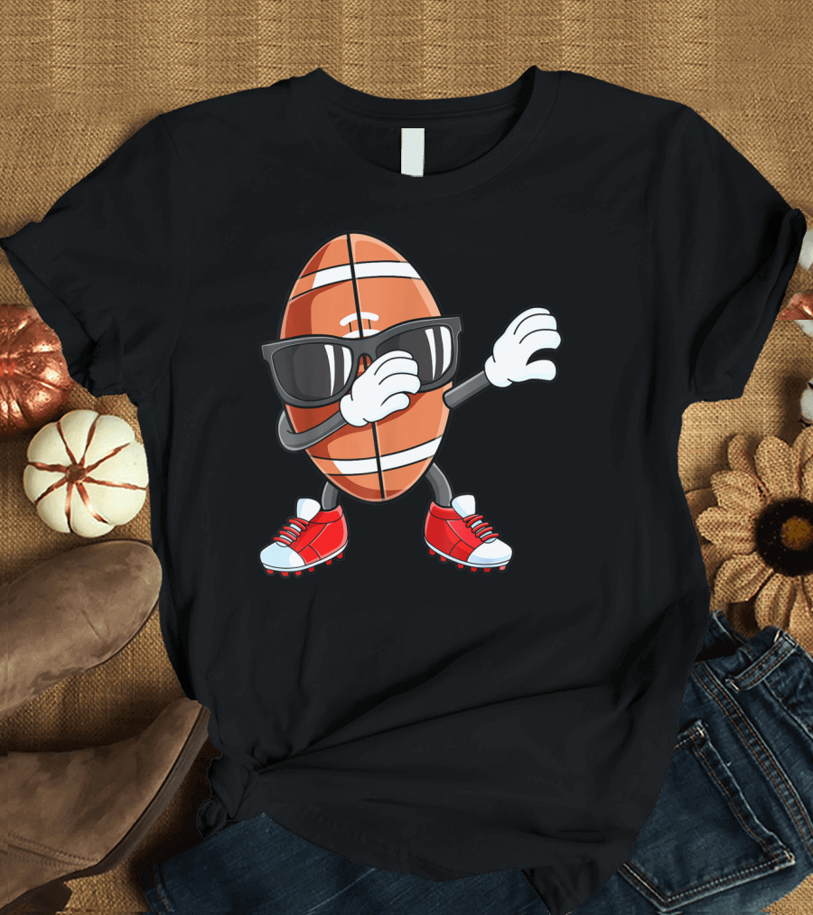 Dabbing Football Sport Funny Dab Dance Cartoon Rugby Player T-Shirt