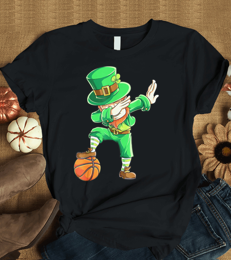 Dabbing Leprechaun on Basketball St. Patrick's Day Fun T-Shirt