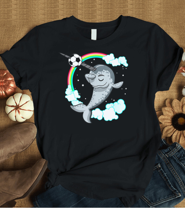 T-Shirt: Dabbing Narwhal Soccer Rainbow Clouds Stars T-Shirt Dabbing Narwhal Soccer Rainbow Clouds Stars T-Shirt