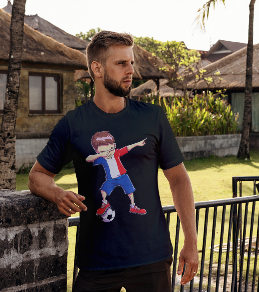 France Dabbing Soccer Player Boys Men French Football T-Shirt
