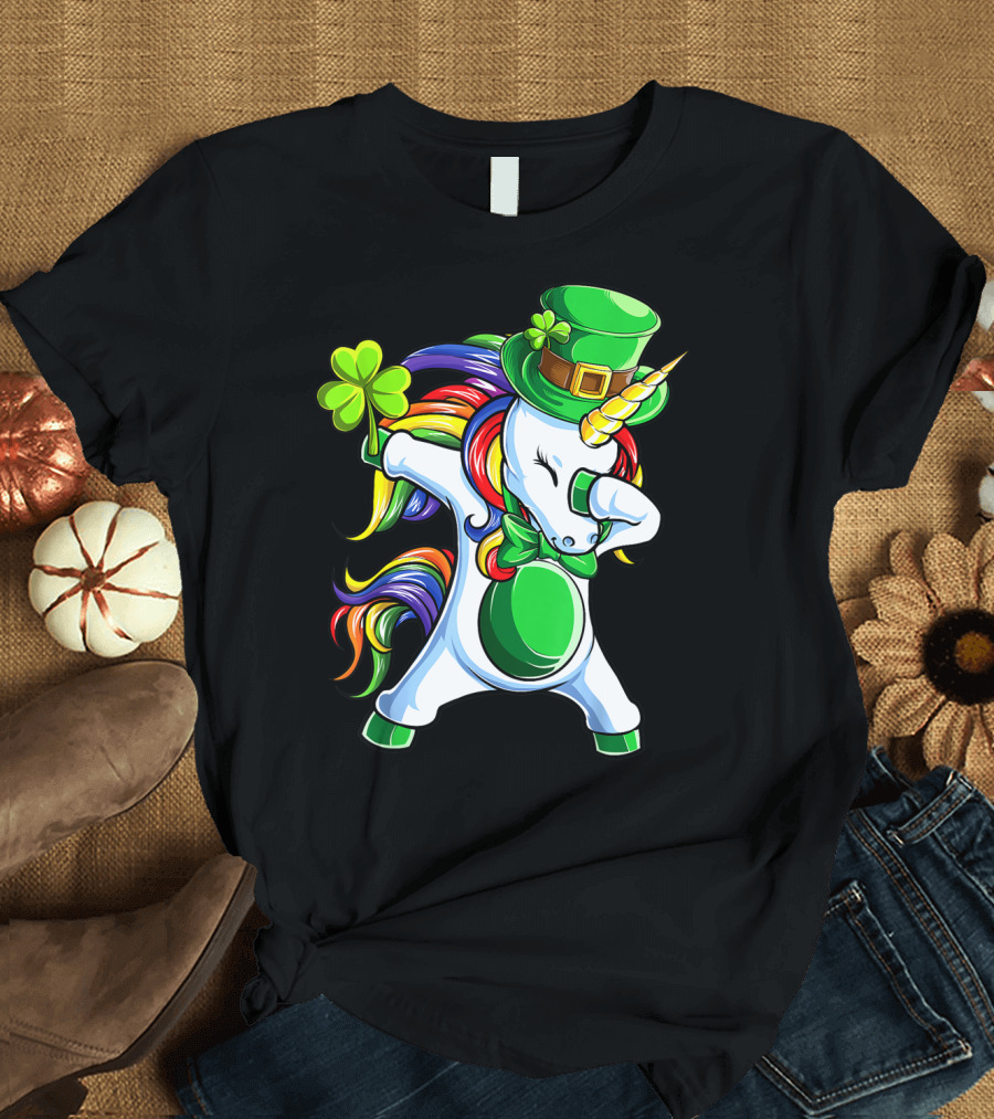 Dabbing Unicorn Lepricorn St Patricks Day Girls T-Shirt