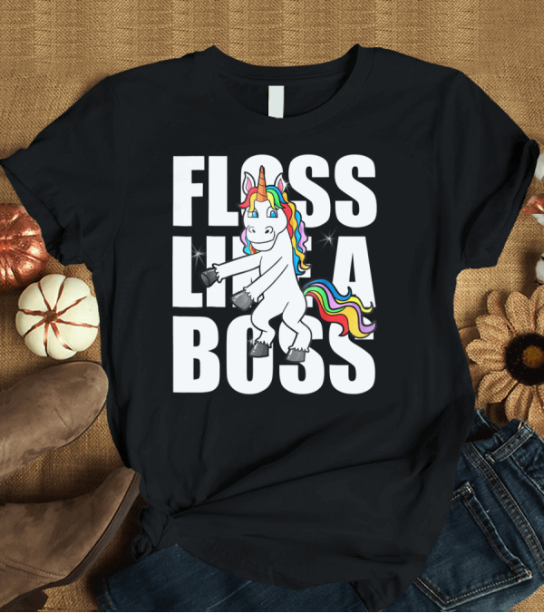 T-Shirt: Floss Like A Boss Rainbow Unicorn Dance Girls T-Shirt Floss Like A Boss Rainbow Unicorn Dance Girls T-Shirt