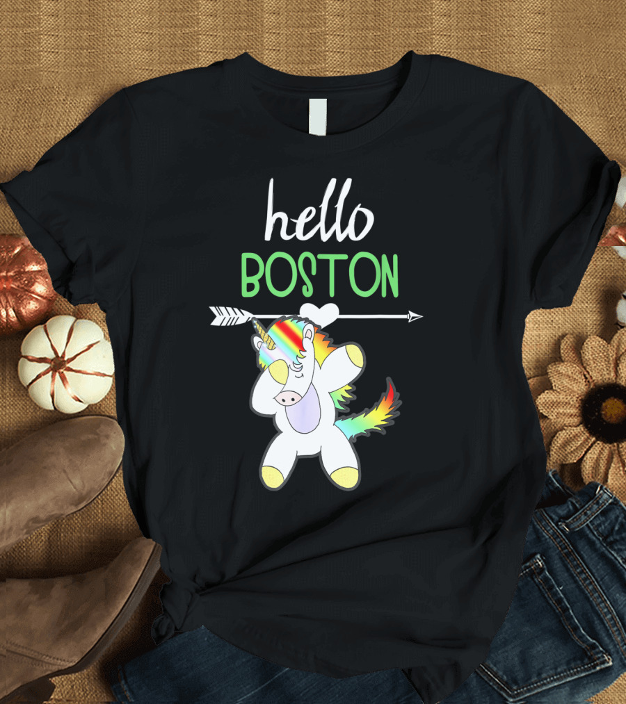 Hello Boston Dabbing Unicorn Girls T-Shirt