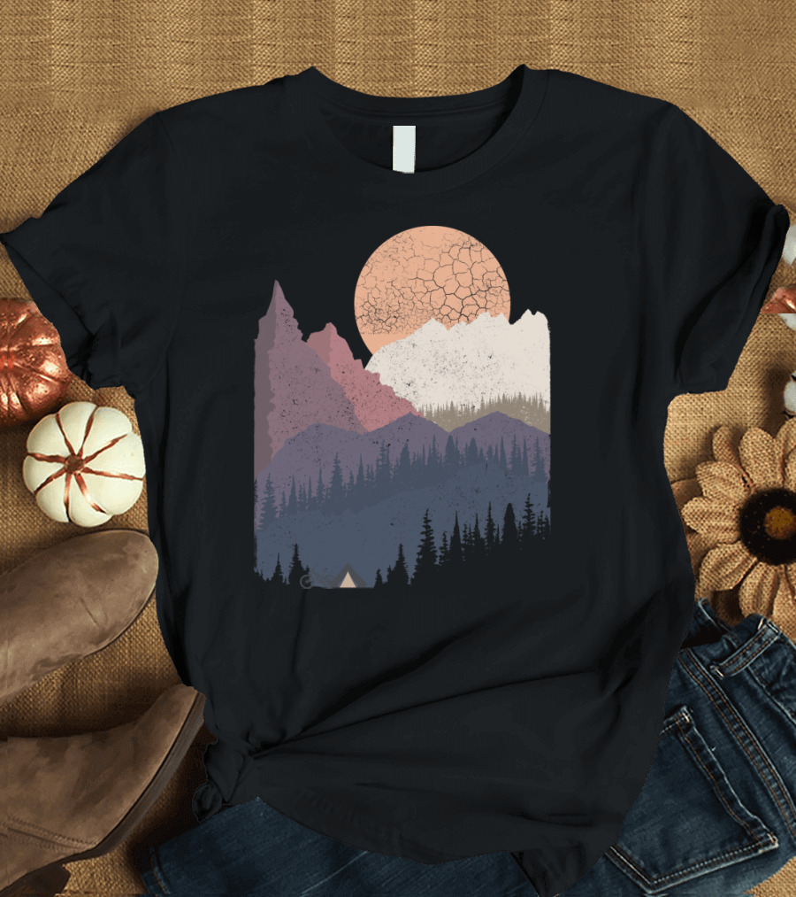 Be Wild Mountain Landscape with Moon and Forest T-Shirt