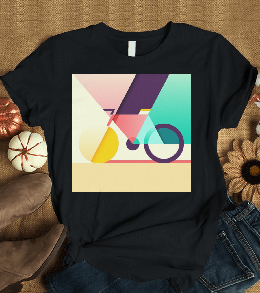 Colourful Geometric Bicycle Abstraction T-Shirt