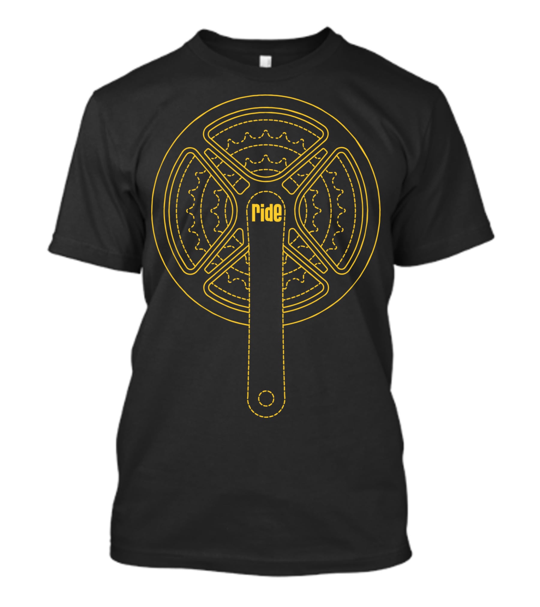 Ride Crank It Out Yellow Bicycle Chainring T-Shirt