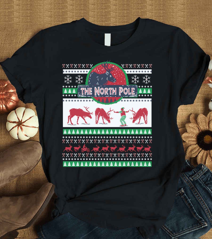 The North Pole Reindeer Ugly Christmas T-Shirt