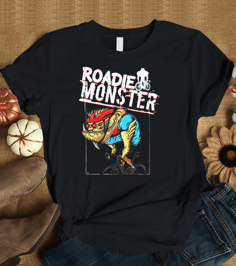 ROADIE MONSTER Cyclist Beast on Bicycle Thrill T-Shirt