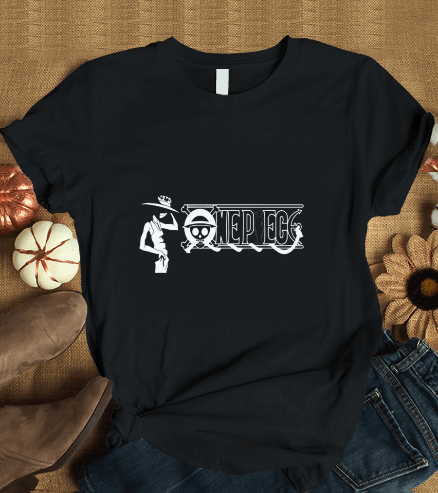 One Piece Luffy Straw Hat Pirate Monochrome T-Shirt