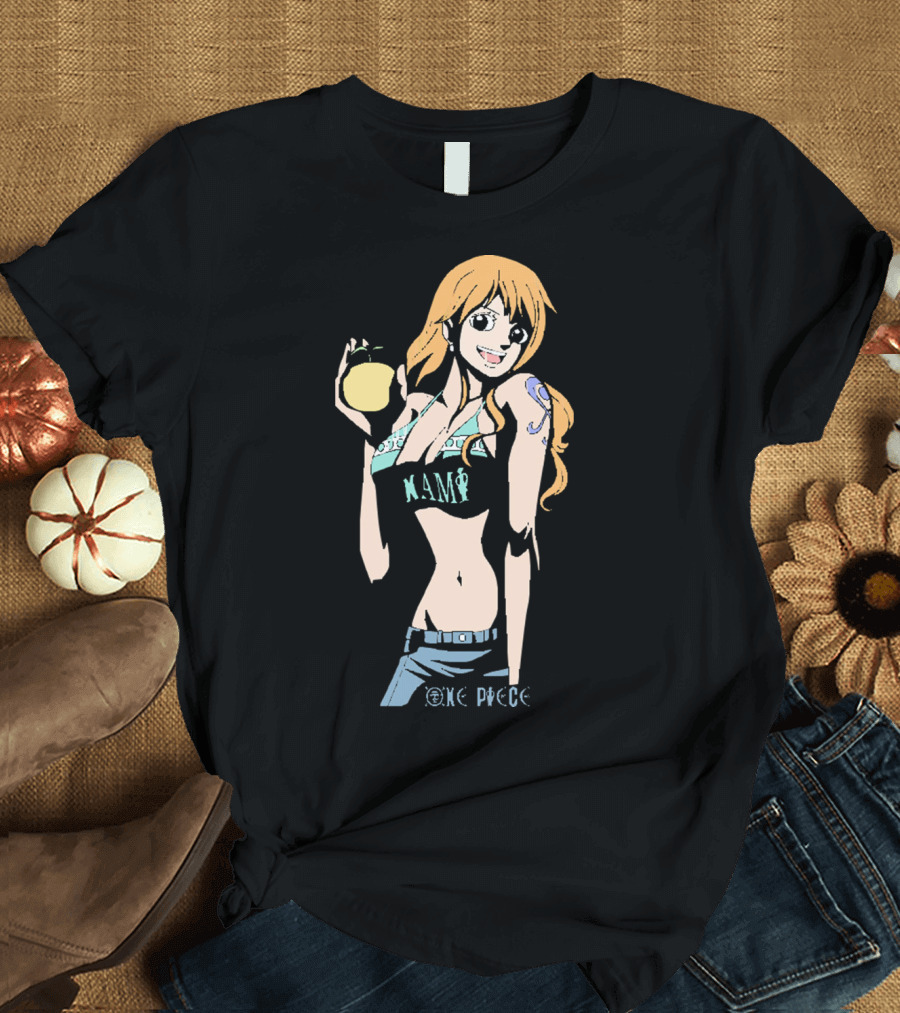One Piece Nami Holding Fruit Anime Character T-Shirt