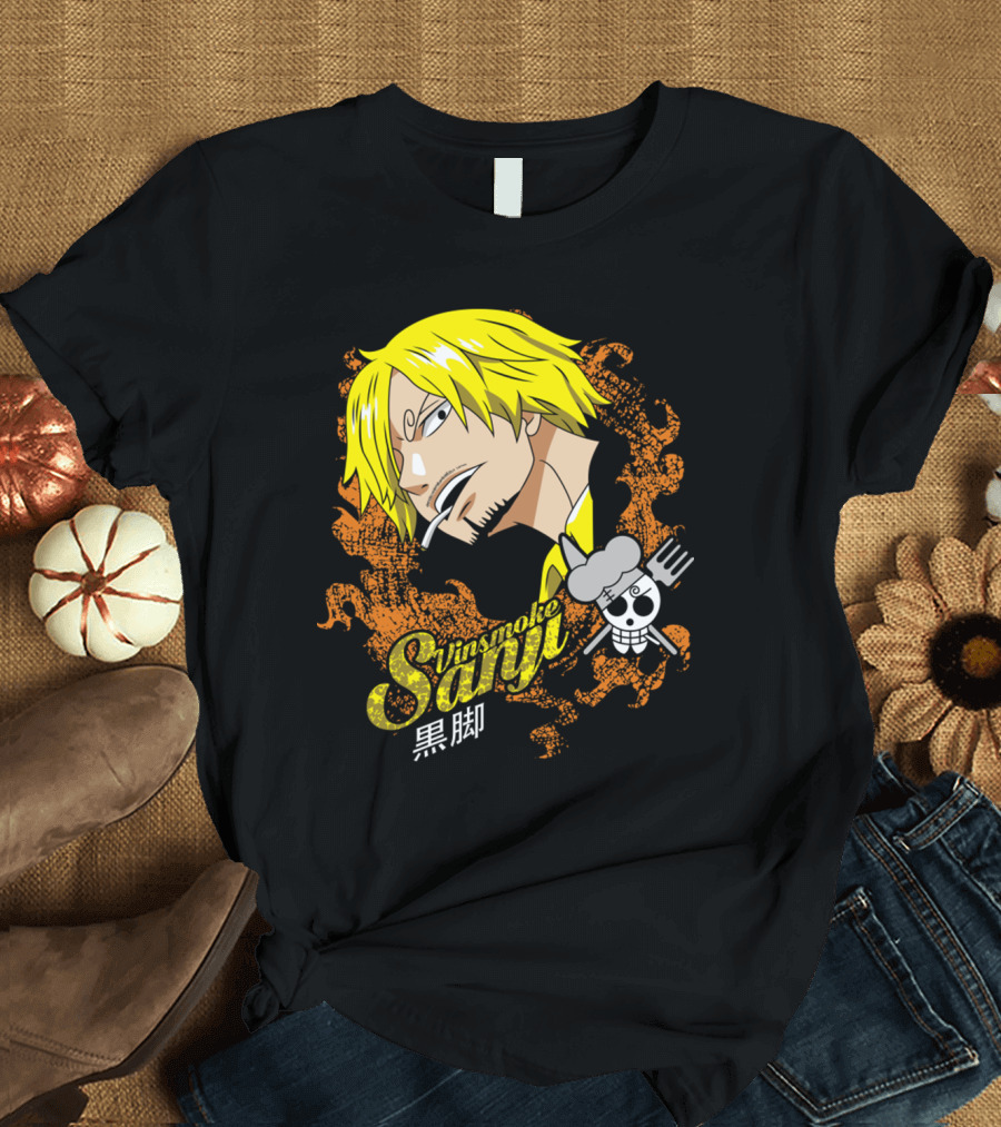 Vinsmoke Sanji Black Leg Skull烟叉 T-Shirt