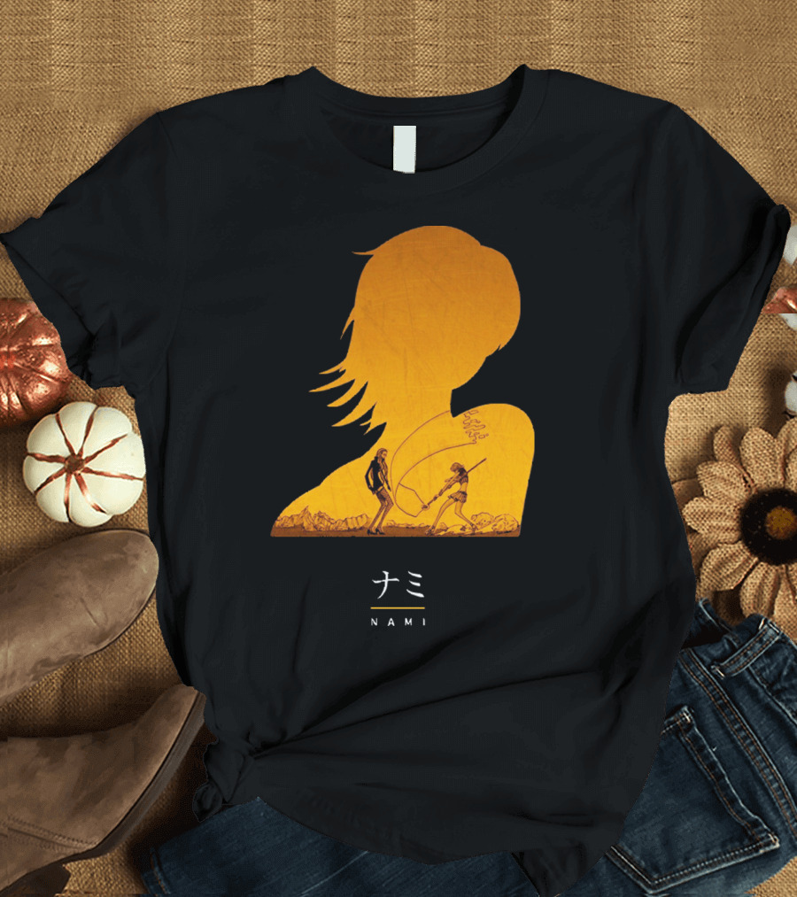 One Piece Nami Silhouette with Luffy and Nami Scene T-Shirt