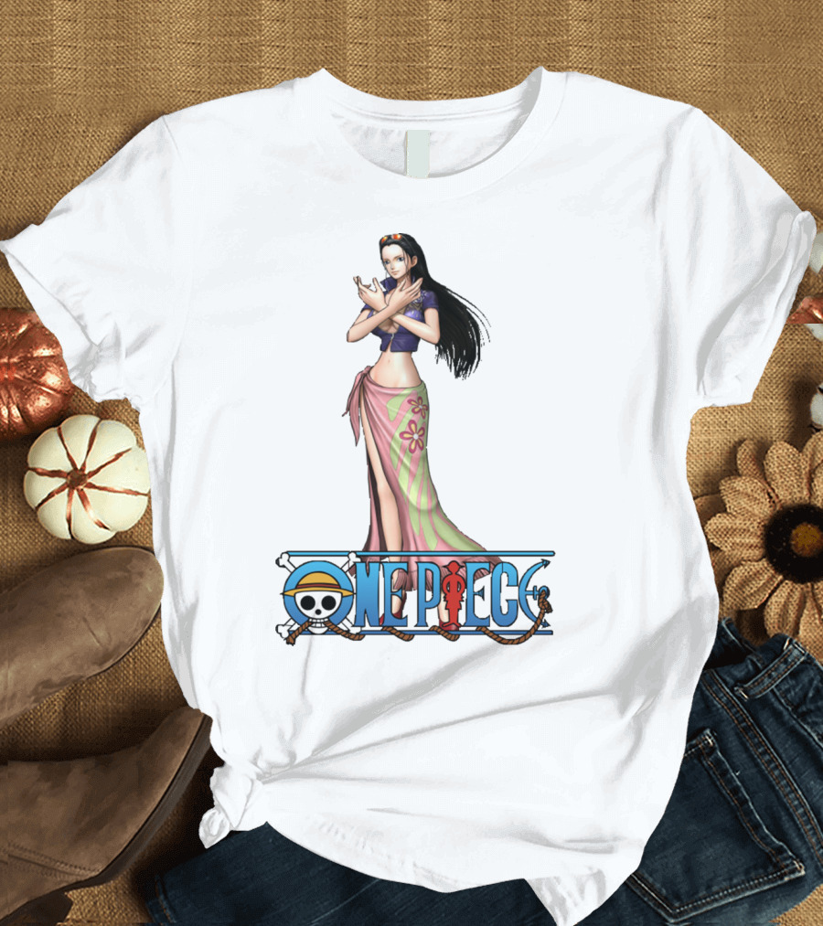 One Piece Nico Robin Anime Character with Straw Hat Pirate T-Shirt