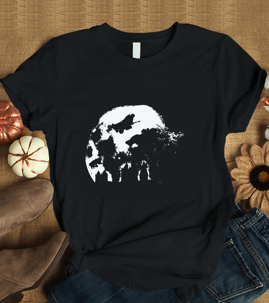 Full Moon Flying Over Hogwarts T-Shirt