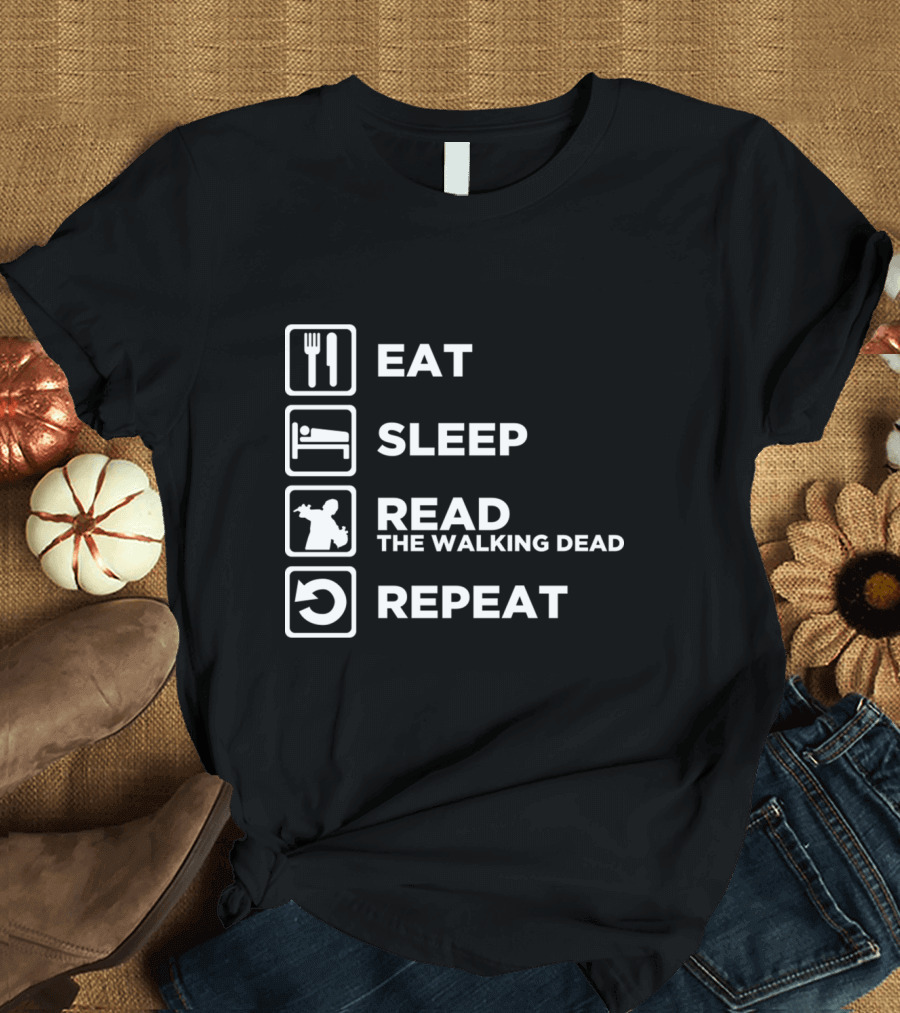 Eat Sleep Read The Walking Dead Repeat Zombie Cycle T-Shirt