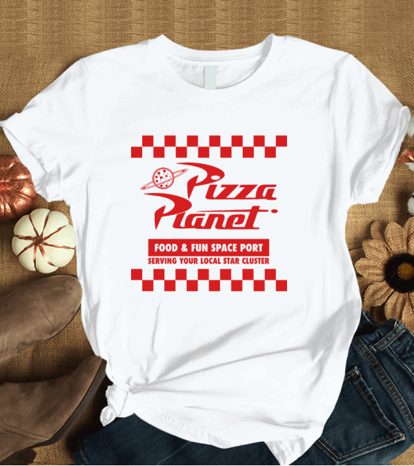T-Shirt: Pizza Planet Disney Pixar Food and Fun Space Port Serving Your Local Star Cluster T-Shirt Pizza Planet Disney Pixar Food and Fun Space Port Serving Your Local Star Cluster T-Shirt